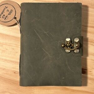 Handcrafted Sage Green Suede Leather Journal | Rustic Vintage Sketchbook